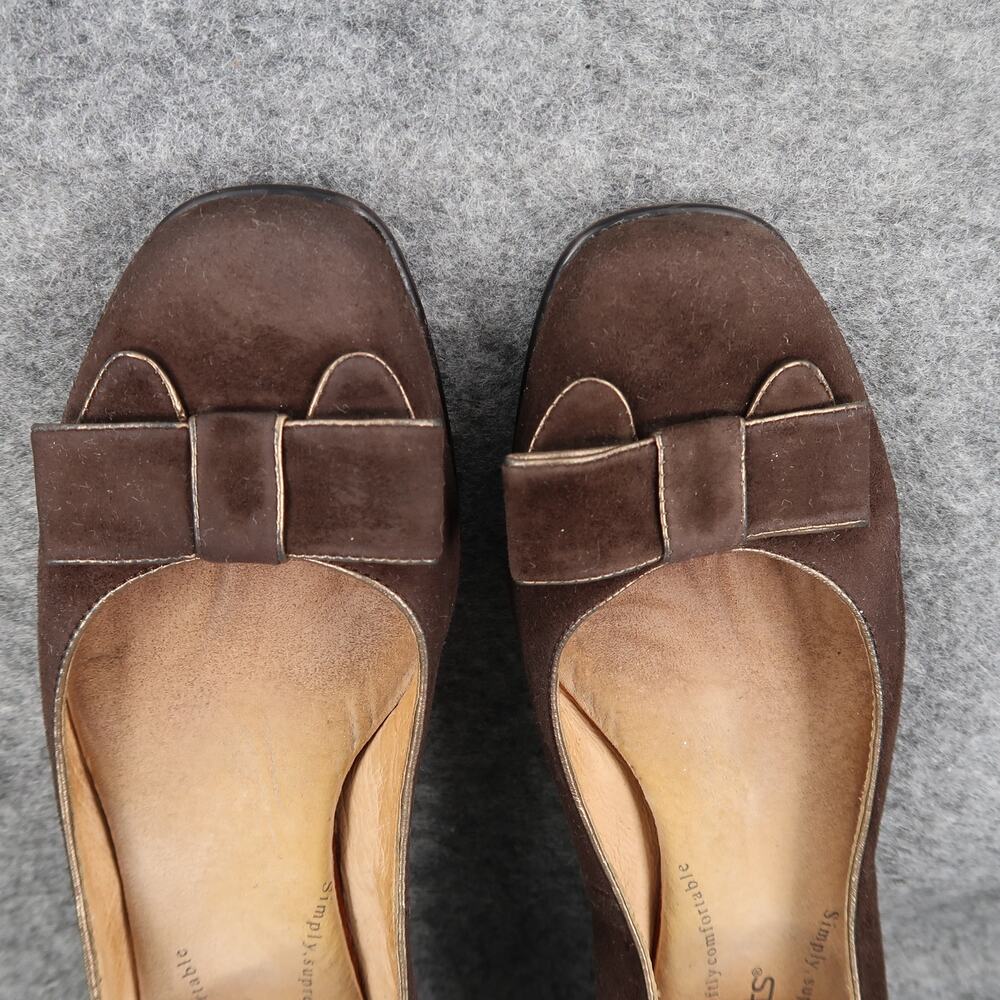 Softspots Shoes Womens 7.5 Loafer Pumps Low Heel Slip On Brown Closed Toe Bow - Picture 8 of 12